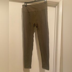 FABLETICS Dark Green High Waisted Ribbed Seamless Leggings; Large Size